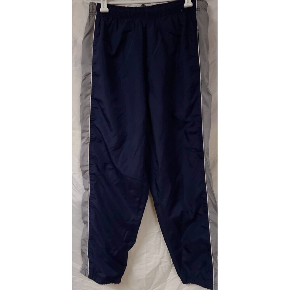 Reebok Mens Large Blue Grey Lined Athletic Windbreaker Ankle Zip Track Pants W30